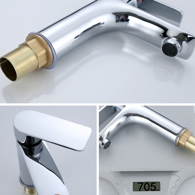 Modern Sink Faucet Solid Color Brass Basin Lavatory Faucet for Bathroom Clearhalo 'Bathroom Remodel & Bathroom Fixtures' 'Bathroom Sink Faucets' 'Bathroom Sinks & Faucet Components' 'bathroom_sink_faucets' 'Home Improvement' 'home_improvement' 'home_improvement_bathroom_sink_faucets' 6742654