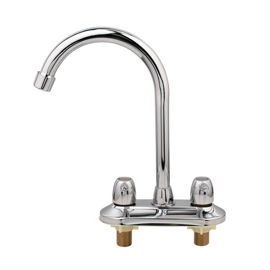 Modern Kitchen Sink Faucet Brass Double Knob Handle Gooseneck Bar Prep Kitchen Faucet Clearhalo 'Home Improvement' 'home_improvement' 'home_improvement_kitchen_faucets' 'Kitchen Faucets' 'Kitchen Remodel & Kitchen Fixtures' 'Kitchen Sinks & Faucet Components' 'kitchen_faucets' 6742729