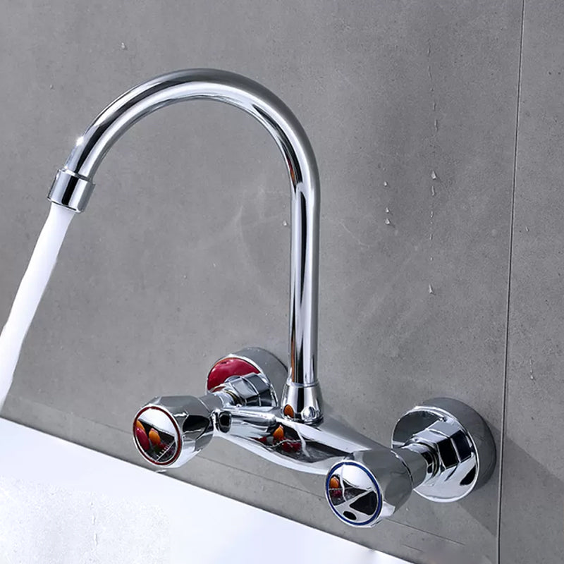 Modern Bar Faucet Brass Knob Handle Swivel Spout Wall Mounted Pot Filler Faucet Gray/ White Clearhalo 'Home Improvement' 'home_improvement' 'home_improvement_kitchen_faucets' 'Kitchen Faucets' 'Kitchen Remodel & Kitchen Fixtures' 'Kitchen Sinks & Faucet Components' 'kitchen_faucets' 6742756