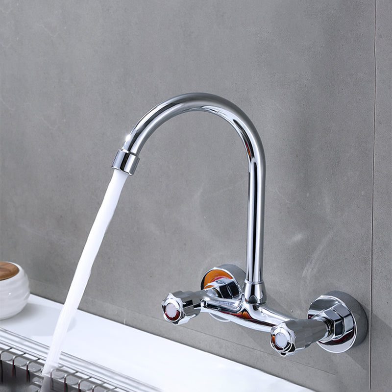 Modern Bar Faucet Brass Knob Handle Swivel Spout Wall Mounted Pot Filler Faucet Silver Clearhalo 'Home Improvement' 'home_improvement' 'home_improvement_kitchen_faucets' 'Kitchen Faucets' 'Kitchen Remodel & Kitchen Fixtures' 'Kitchen Sinks & Faucet Components' 'kitchen_faucets' 6742760