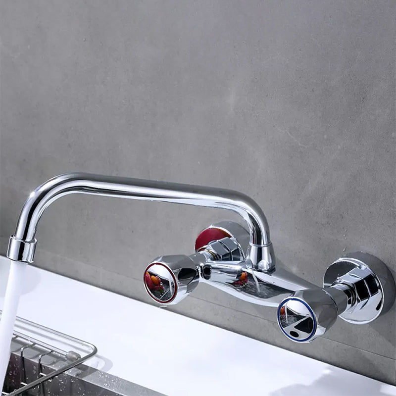 Modern Bar Faucet Brass Knob Handle Swivel Spout Wall Mounted Pot Filler Faucet Light Silver Clearhalo 'Home Improvement' 'home_improvement' 'home_improvement_kitchen_faucets' 'Kitchen Faucets' 'Kitchen Remodel & Kitchen Fixtures' 'Kitchen Sinks & Faucet Components' 'kitchen_faucets' 6742761