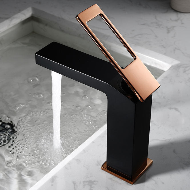 Lever Handle Faucet Glam Style Vessel Sink Faucet for Bathroom Black-Gold Clearhalo 'Bathroom Remodel & Bathroom Fixtures' 'Bathroom Sink Faucets' 'Bathroom Sinks & Faucet Components' 'bathroom_sink_faucets' 'Home Improvement' 'home_improvement' 'home_improvement_bathroom_sink_faucets' 6742780