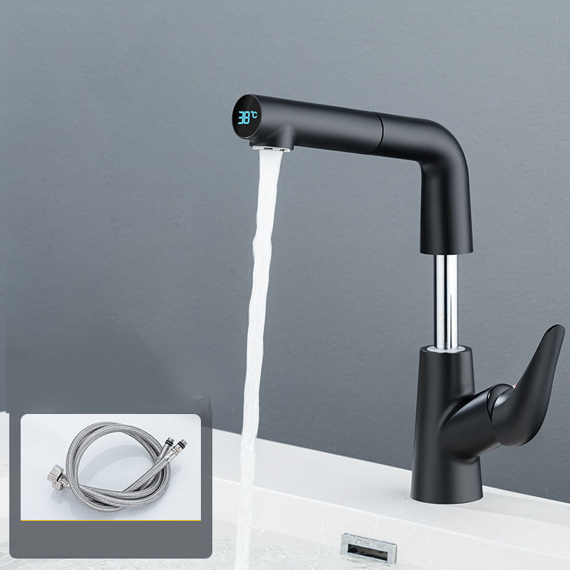 Modern Sink Faucet Solid Color Vessel Sink Faucet for Bathroom Black Clearhalo 'Bathroom Remodel & Bathroom Fixtures' 'Bathroom Sink Faucets' 'Bathroom Sinks & Faucet Components' 'bathroom_sink_faucets' 'Home Improvement' 'home_improvement' 'home_improvement_bathroom_sink_faucets' 6742791