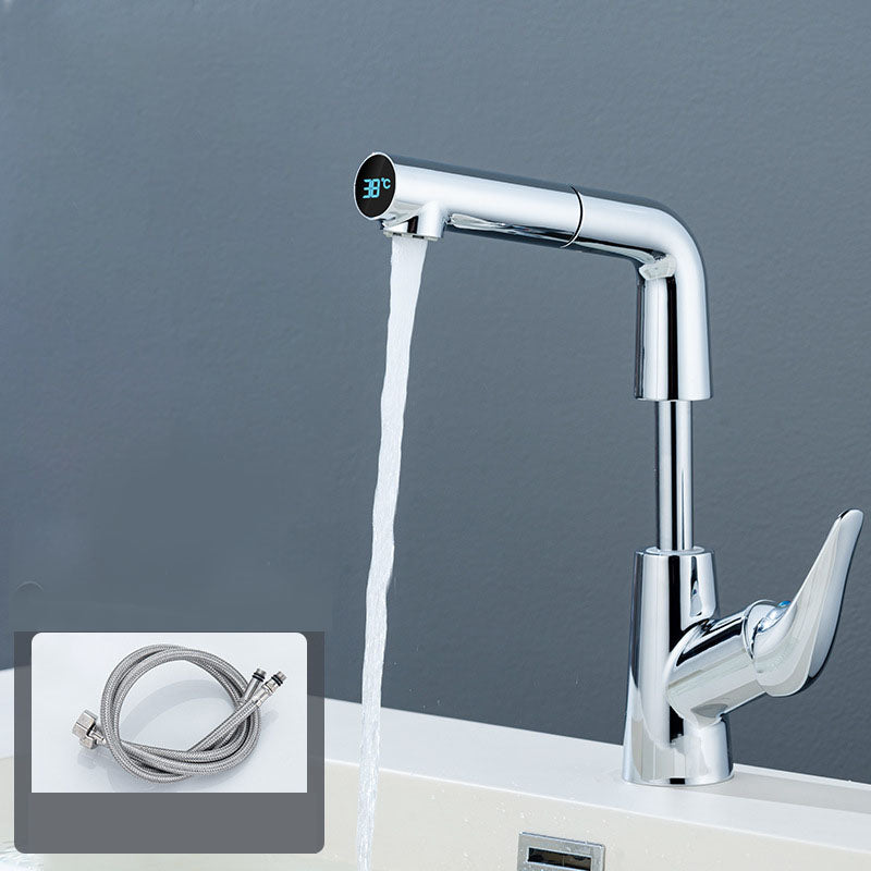 Modern Sink Faucet Solid Color Vessel Sink Faucet for Bathroom Silver Clearhalo 'Bathroom Remodel & Bathroom Fixtures' 'Bathroom Sink Faucets' 'Bathroom Sinks & Faucet Components' 'bathroom_sink_faucets' 'Home Improvement' 'home_improvement' 'home_improvement_bathroom_sink_faucets' 6742792