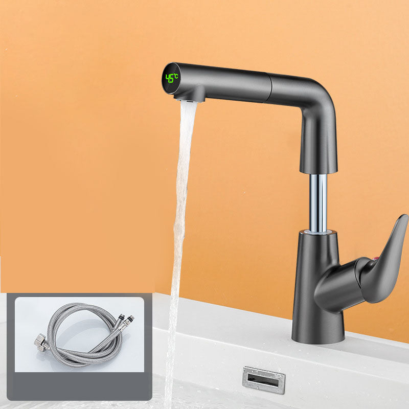 Modern Sink Faucet Solid Color Vessel Sink Faucet for Bathroom Grey Clearhalo 'Bathroom Remodel & Bathroom Fixtures' 'Bathroom Sink Faucets' 'Bathroom Sinks & Faucet Components' 'bathroom_sink_faucets' 'Home Improvement' 'home_improvement' 'home_improvement_bathroom_sink_faucets' 6742800