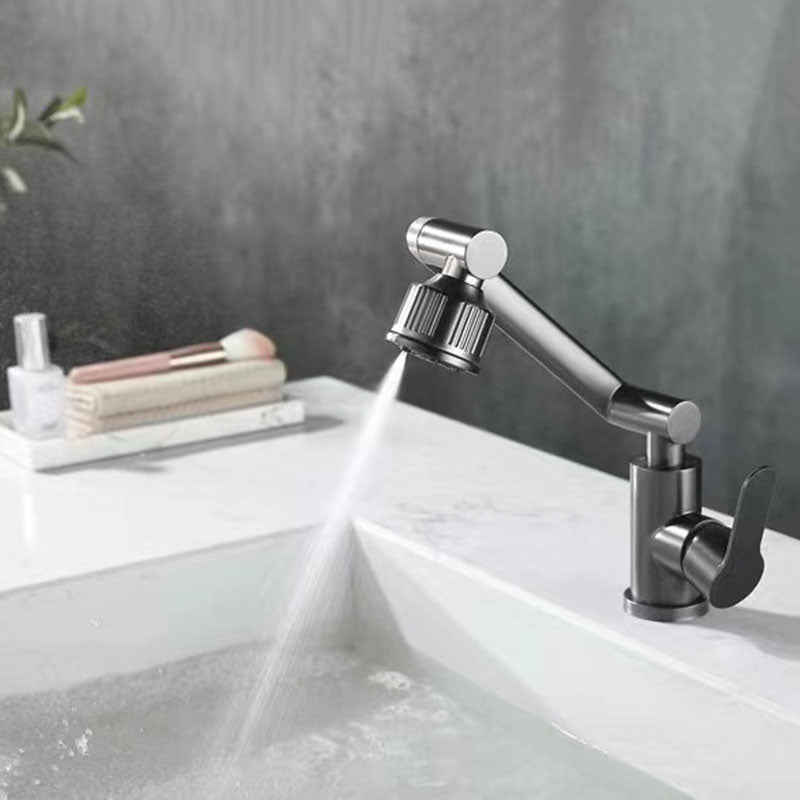 Modern Vessel Sink Faucet Stainless Steel Lever Handle Low Arc Vessel Faucet Clearhalo 'Bathroom Remodel & Bathroom Fixtures' 'Bathroom Sink Faucets' 'Bathroom Sinks & Faucet Components' 'bathroom_sink_faucets' 'Home Improvement' 'home_improvement' 'home_improvement_bathroom_sink_faucets' 6742804