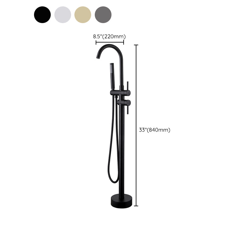 Floor Mounted Metal Freestanding Tub Filler Two Handles Freestanding Tub Filler Trim Clearhalo 'Bathroom Remodel & Bathroom Fixtures' 'Bathtub Faucets' 'bathtub_faucets' 'Home Improvement' 'home_improvement' 'home_improvement_bathtub_faucets' 6743659