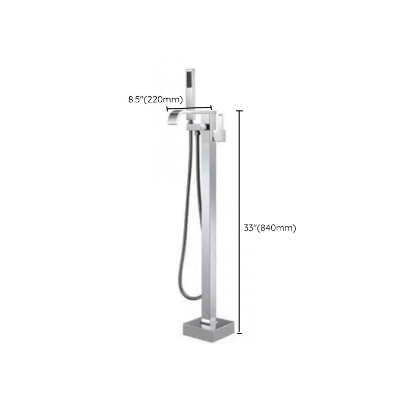 Floor Mounted Metal Freestanding Tub Filler Two Handles Freestanding Tub Filler Trim Clearhalo 'Bathroom Remodel & Bathroom Fixtures' 'Bathtub Faucets' 'bathtub_faucets' 'Home Improvement' 'home_improvement' 'home_improvement_bathtub_faucets' 6743661