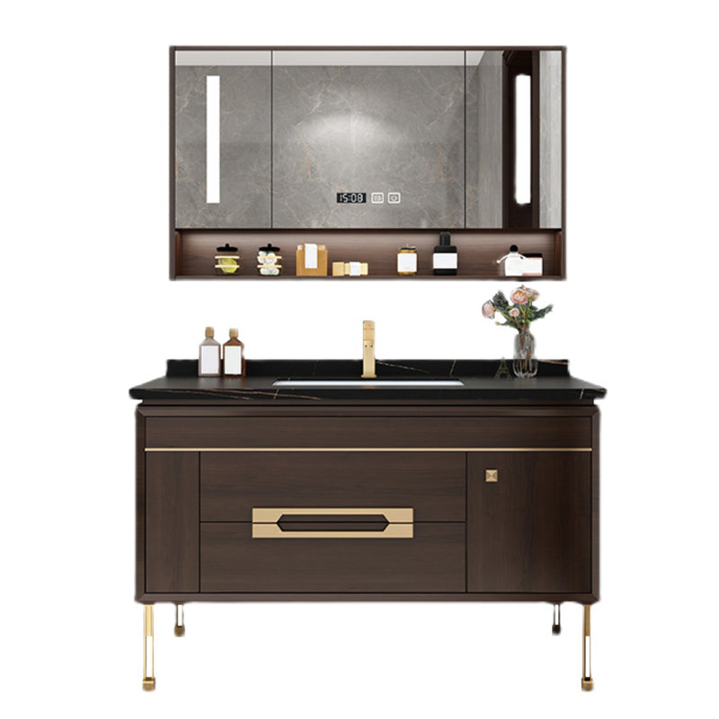 Freestanding Vanity Mirror Rectangle Single Sink Wood Frame Vanity Set with Drawers Clearhalo 'Bathroom Remodel & Bathroom Fixtures' 'Bathroom Vanities' 'bathroom_vanities' 'Home Improvement' 'home_improvement' 'home_improvement_bathroom_vanities' 6743833