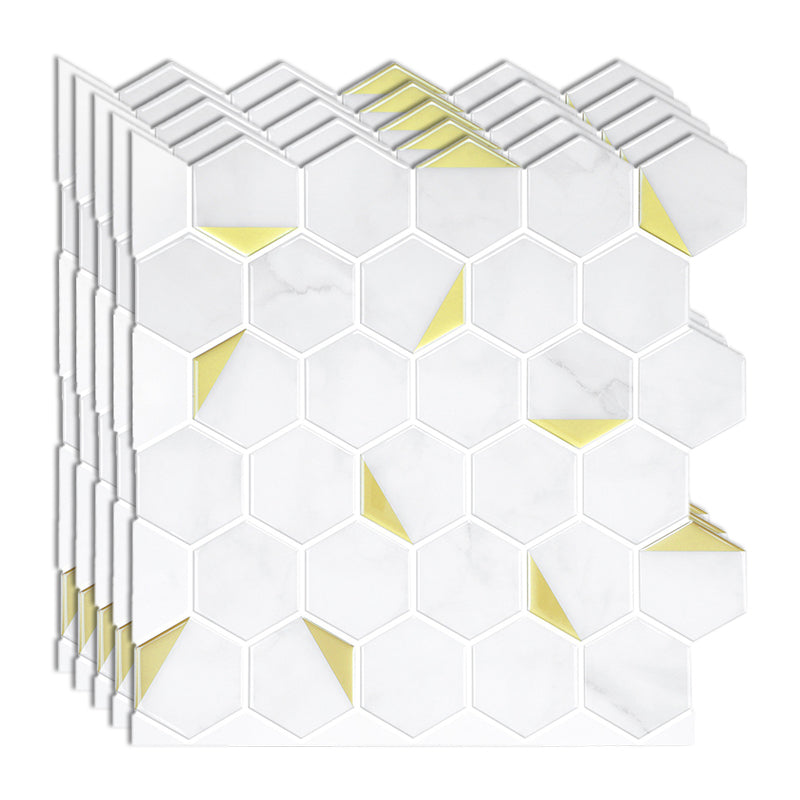 Peel & Stick Mosaic Tile Plastic Stain Resistant Plastic Peel & Stick Tile 180-Pack White-Gold 180-Piece Set Clearhalo 'Flooring 'Home Improvement' 'home_improvement' 'home_improvement_peel_stick_blacksplash' 'Peel & Stick Backsplash Tile' 'peel_stick_blacksplash' 'Walls & Ceilings' Walls and Ceiling' 6744015