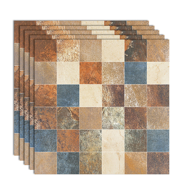 Peel & Stick Tile Square Stain Resistant Plastic Peel and Stick Tiles for Kitchen 20 Pack Brown Clearhalo 'Flooring 'Home Improvement' 'home_improvement' 'home_improvement_peel_stick_blacksplash' 'Peel & Stick Backsplash Tile' 'peel_stick_blacksplash' 'Walls & Ceilings' Walls and Ceiling' 6744101