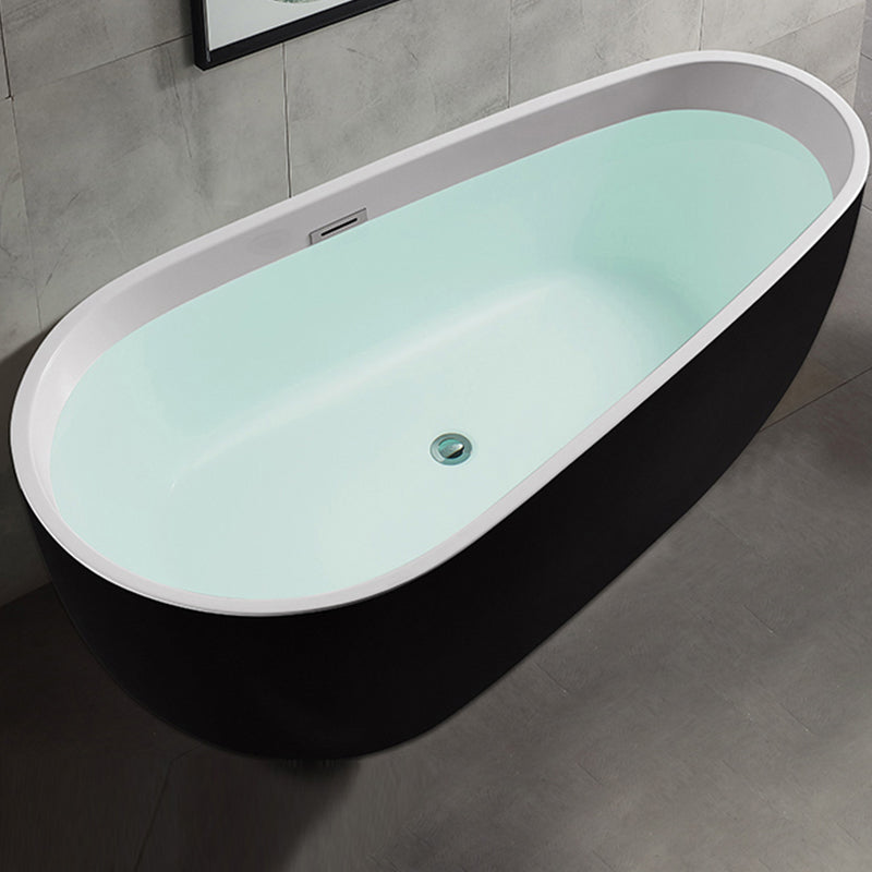 Modern Freestanding Bath Tub Acrylic Free Form Bathtub with Overflow Trim Black 59"L x 30"W x 24"H Clearhalo 'Bathroom Remodel & Bathroom Fixtures' 'Bathtubs' 'Home Improvement' 'home_improvement' 'home_improvement_bathtubs' 'Showers & Bathtubs' 6745021