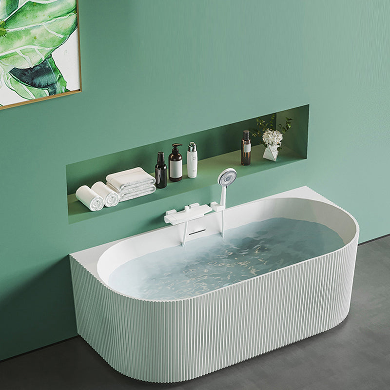 Modern White Acrylic Soaking Bathtub Rectangle Back to Wall Bathtub Ivory 67"L x 31"W x 23"H Clearhalo 'Bathroom Remodel & Bathroom Fixtures' 'Bathtubs' 'Home Improvement' 'home_improvement' 'home_improvement_bathtubs' 'Showers & Bathtubs' 6745060