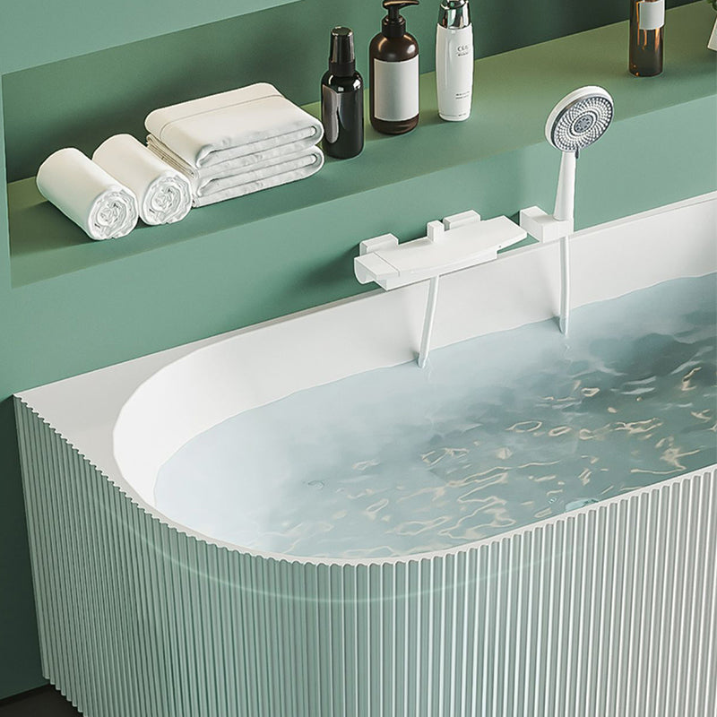 Modern White Acrylic Soaking Bathtub Rectangle Back to Wall Bathtub Clearhalo 'Bathroom Remodel & Bathroom Fixtures' 'Bathtubs' 'Home Improvement' 'home_improvement' 'home_improvement_bathtubs' 'Showers & Bathtubs' 6745061