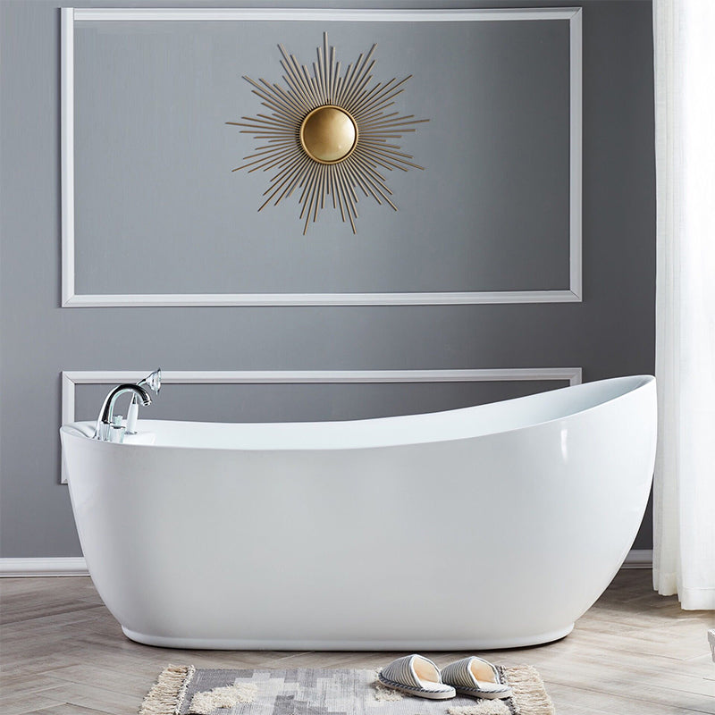 Modern Style Freestanding Bath Tub Acrylic Free Form Bathtub in White 71"L x 35"W x 31"H Tub with Silver 5-Piece Set Clearhalo 'Bathroom Remodel & Bathroom Fixtures' 'Bathtubs' 'Home Improvement' 'home_improvement' 'home_improvement_bathtubs' 'Showers & Bathtubs' 6745194