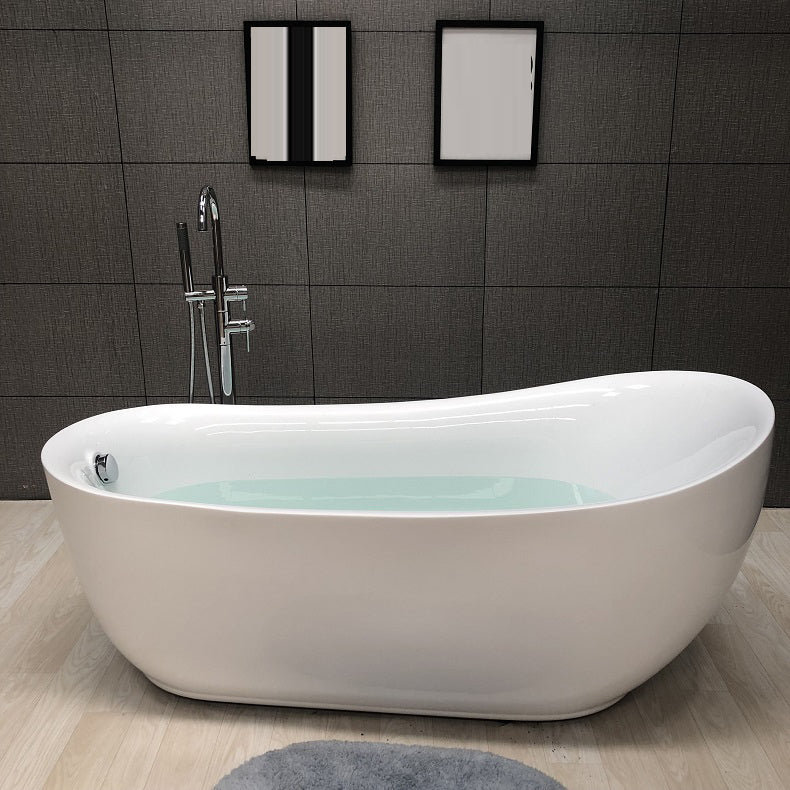 Modern Style Freestanding Bath Tub Acrylic Free Form Bathtub in White Tub with Freestanding Tub Fillers Clearhalo 'Bathroom Remodel & Bathroom Fixtures' 'Bathtubs' 'Home Improvement' 'home_improvement' 'home_improvement_bathtubs' 'Showers & Bathtubs' 6745195