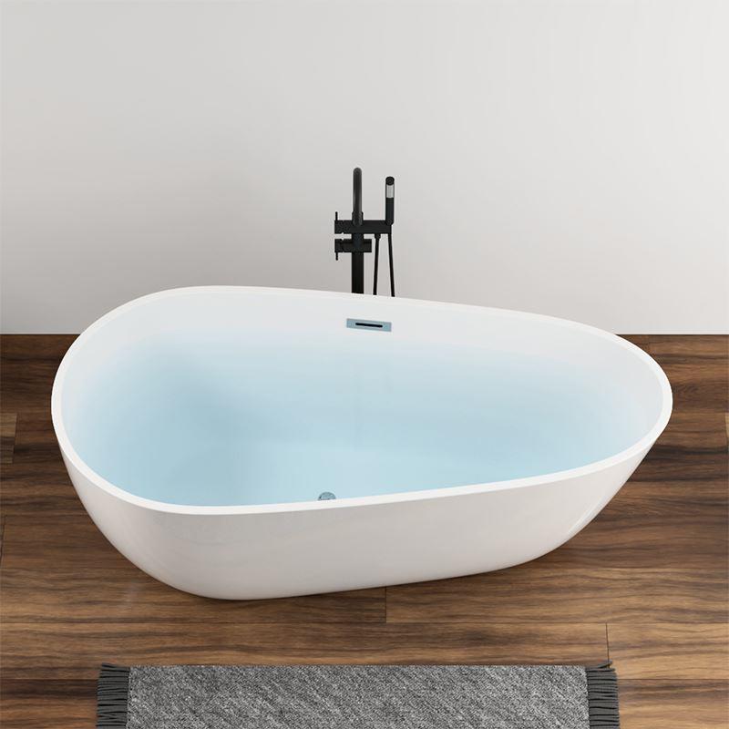 Modern Acrylic Bathtub Freestanding Soaking Bathtub with Drain Bathtub and Overflow Hole Gloss Black Tub with Freestanding Tub Fillers Clearhalo 'Bathroom Remodel & Bathroom Fixtures' 'Bathtubs' 'Home Improvement' 'home_improvement' 'home_improvement_bathtubs' 'Showers & Bathtubs' 6745224