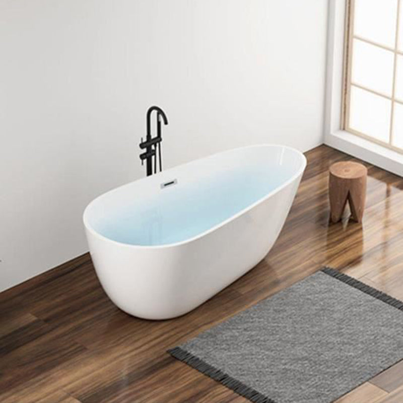 Modern Acrylic Bathtub Freestanding Soaking Bathtub with Drain Bathtub and Overflow Hole Clearhalo 'Bathroom Remodel & Bathroom Fixtures' 'Bathtubs' 'Home Improvement' 'home_improvement' 'home_improvement_bathtubs' 'Showers & Bathtubs' 6745235