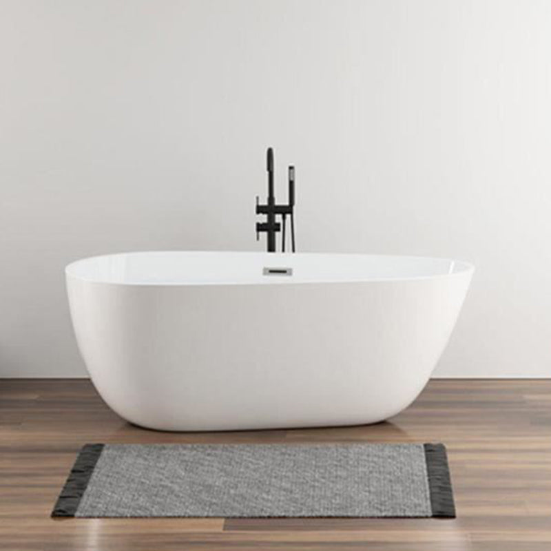 Modern Acrylic Bathtub Freestanding Soaking Bathtub with Drain Bathtub and Overflow Hole Clearhalo 'Bathroom Remodel & Bathroom Fixtures' 'Bathtubs' 'Home Improvement' 'home_improvement' 'home_improvement_bathtubs' 'Showers & Bathtubs' 6745236