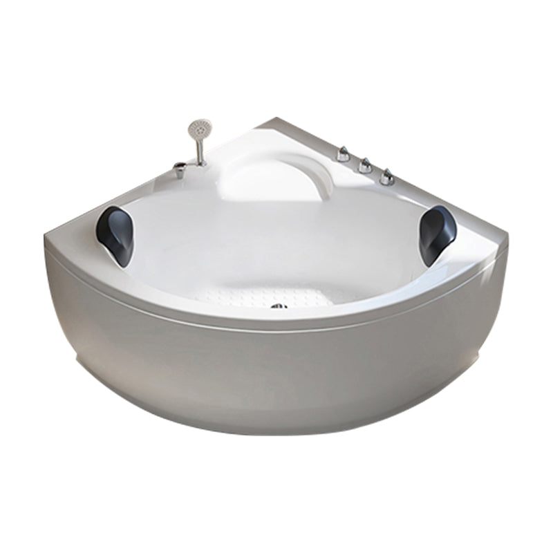 Modern Corner Acrylic Bathtub Air/Whirlpool Bathtub with Drain and Overflow Trim Faucet Included Tub with Silver 5-Piece Set Clearhalo 'Bathroom Remodel & Bathroom Fixtures' 'Bathtubs' 'Home Improvement' 'home_improvement' 'home_improvement_bathtubs' 'Showers & Bathtubs' 6745244