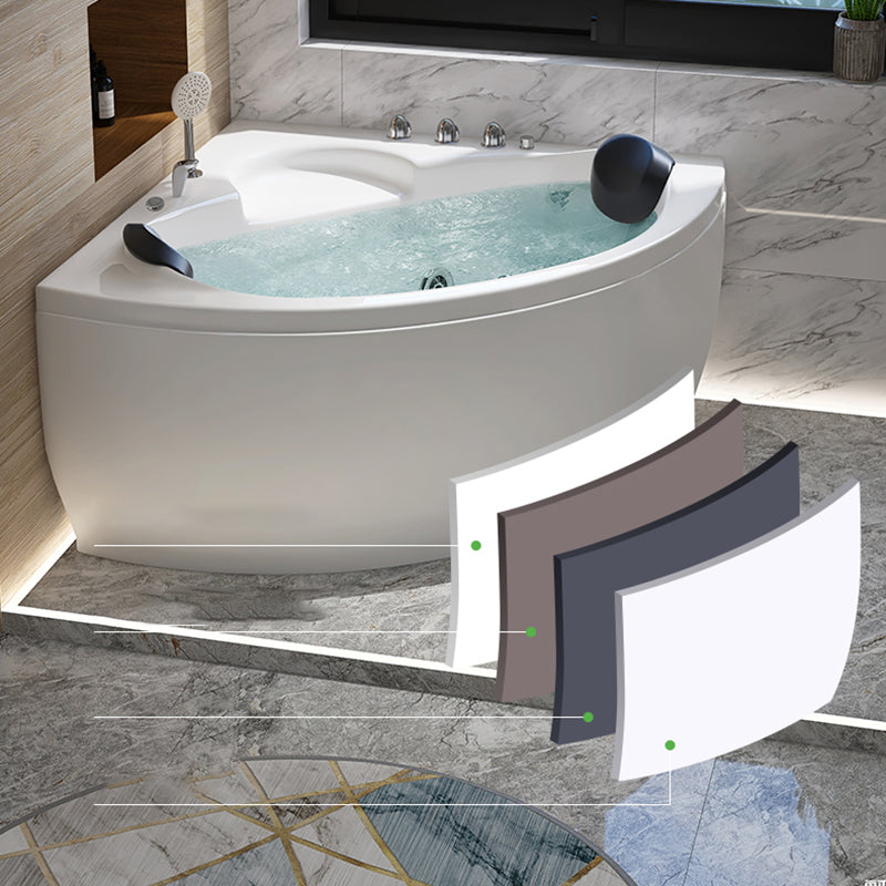 Modern Corner Acrylic Bathtub Air/Whirlpool Bathtub with Drain and Overflow Trim Clearhalo 'Bathroom Remodel & Bathroom Fixtures' 'Bathtubs' 'Home Improvement' 'home_improvement' 'home_improvement_bathtubs' 'Showers & Bathtubs' 6745252