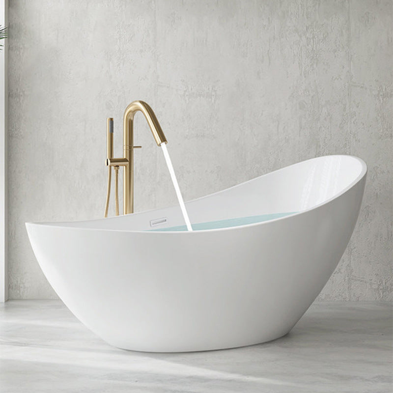 Freestanding Soaking Acrylic Bathtub Modern Oval Bathtub without Faucet Holes Clearhalo 'Bathroom Remodel & Bathroom Fixtures' 'Bathtubs' 'Home Improvement' 'home_improvement' 'home_improvement_bathtubs' 'Showers & Bathtubs' 6745278