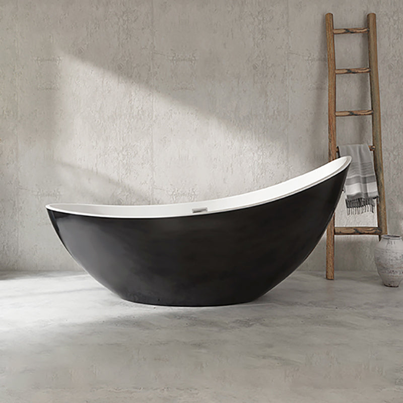 Freestanding Soaking Acrylic Bathtub Modern Oval Bathtub without Faucet Holes Black Tub Clearhalo 'Bathroom Remodel & Bathroom Fixtures' 'Bathtubs' 'Home Improvement' 'home_improvement' 'home_improvement_bathtubs' 'Showers & Bathtubs' 6745279