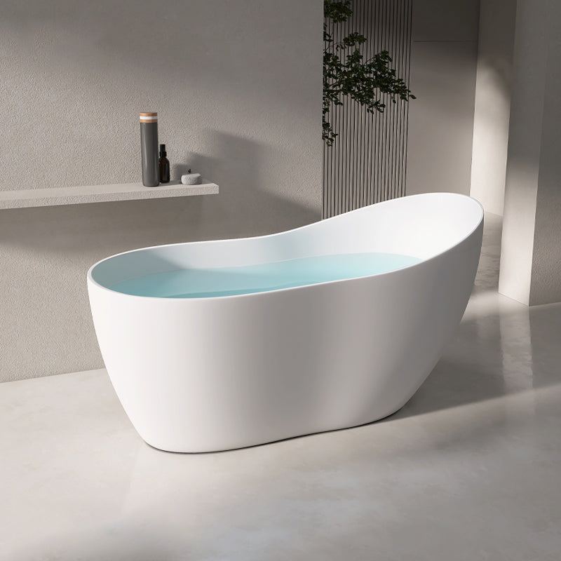 Modern Acrylic White Bathtub Freestanding Soaking Bathtub with Drain White Tub Clearhalo 'Bathroom Remodel & Bathroom Fixtures' 'Bathtubs' 'Home Improvement' 'home_improvement' 'home_improvement_bathtubs' 'Showers & Bathtubs' 6745331