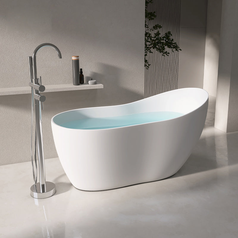 Modern Acrylic White Bathtub Freestanding Soaking Bathtub with Drain Silver 62"L x 30"W x 30"H Tub with Freestanding Tub Fillers Clearhalo 'Bathroom Remodel & Bathroom Fixtures' 'Bathtubs' 'Home Improvement' 'home_improvement' 'home_improvement_bathtubs' 'Showers & Bathtubs' 6745335