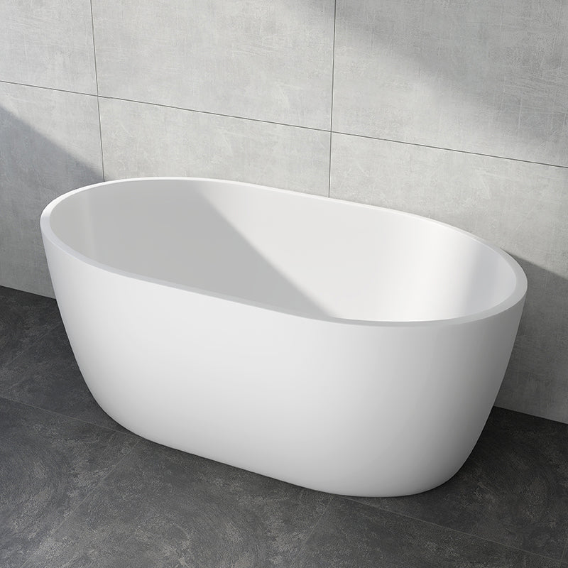 Modern Acrylic Ellipse White Bathtub Back to Wall with Drain Bath Tub 55"L x 27.5"W x 23.5"H Tub Clearhalo 'Bathroom Remodel & Bathroom Fixtures' 'Bathtubs' 'Home Improvement' 'home_improvement' 'home_improvement_bathtubs' 'Showers & Bathtubs' 6745366