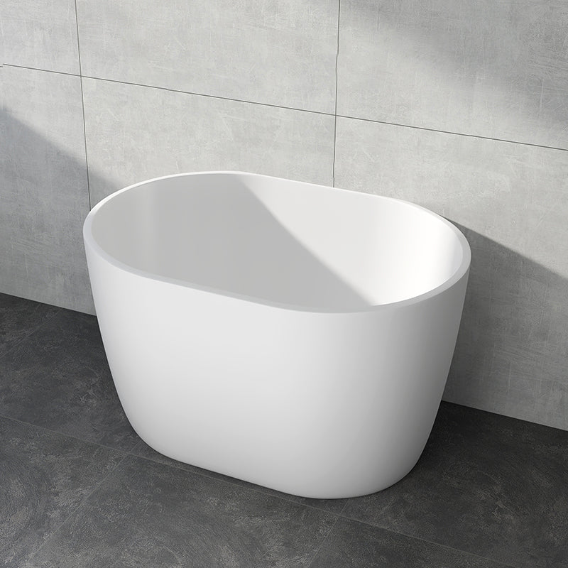 Modern Acrylic Ellipse White Bathtub Back to Wall with Drain Bath Tub 39"L x 28"W x 24"H Tub Clearhalo 'Bathroom Remodel & Bathroom Fixtures' 'Bathtubs' 'Home Improvement' 'home_improvement' 'home_improvement_bathtubs' 'Showers & Bathtubs' 6745370