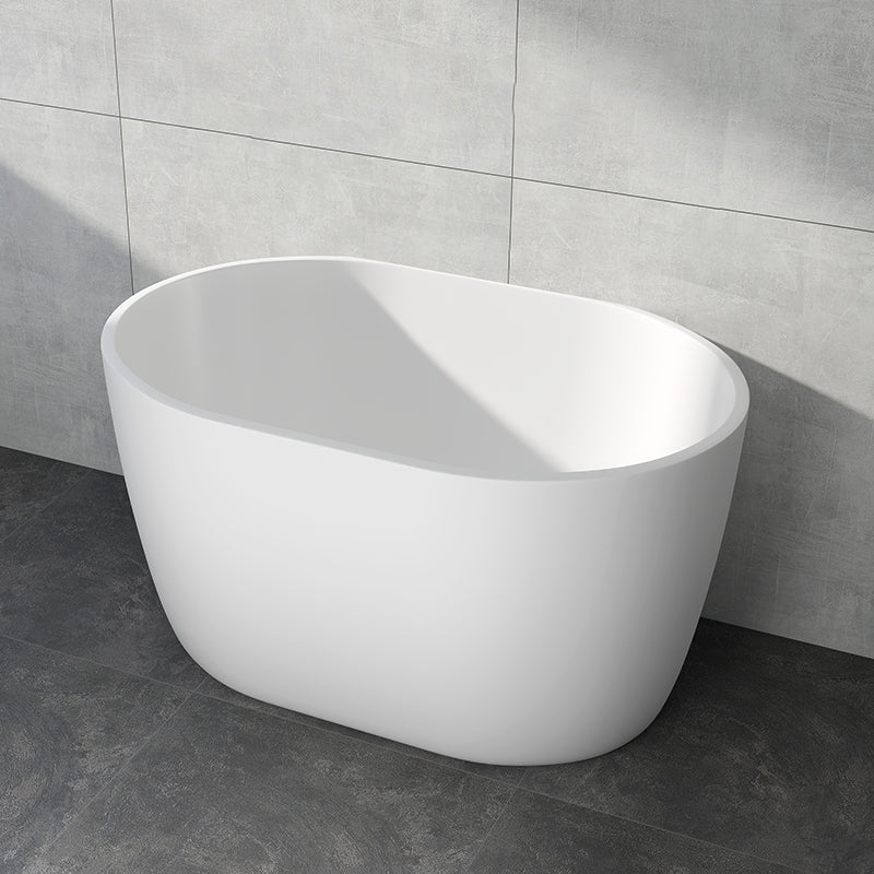 Modern Acrylic Ellipse White Bathtub Back to Wall with Drain Bath Tub 43"L x 28"W x 24"H Tub Clearhalo 'Bathroom Remodel & Bathroom Fixtures' 'Bathtubs' 'Home Improvement' 'home_improvement' 'home_improvement_bathtubs' 'Showers & Bathtubs' 6745372