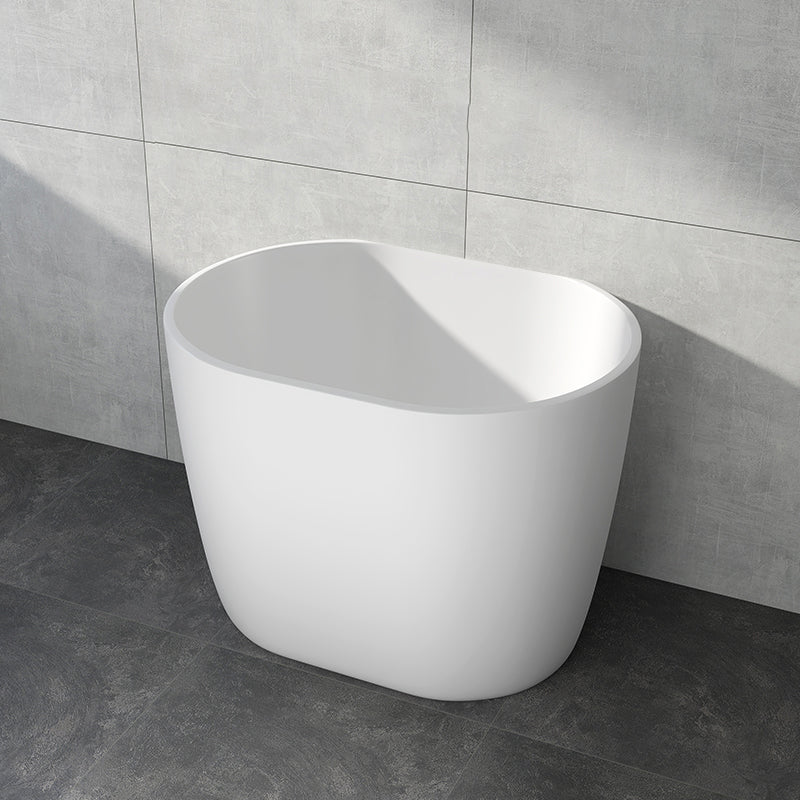 Modern Acrylic Ellipse White Bathtub Back to Wall with Drain Bath Tub 35"L x 27"W x 26"H Tub Clearhalo 'Bathroom Remodel & Bathroom Fixtures' 'Bathtubs' 'Home Improvement' 'home_improvement' 'home_improvement_bathtubs' 'Showers & Bathtubs' 6745376