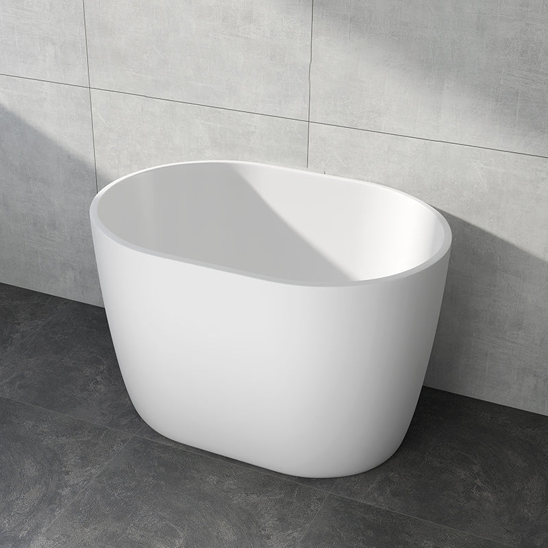 Modern Acrylic Ellipse White Bathtub Back to Wall with Drain Bath Tub 39"L x 27"W x 26"H Tub Clearhalo 'Bathroom Remodel & Bathroom Fixtures' 'Bathtubs' 'Home Improvement' 'home_improvement' 'home_improvement_bathtubs' 'Showers & Bathtubs' 6745377