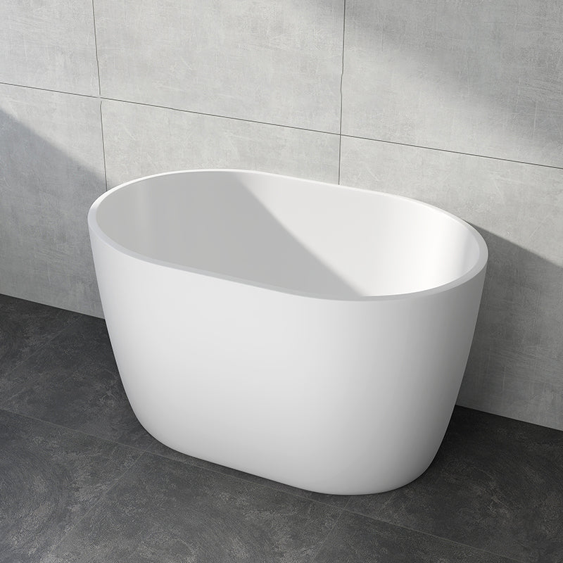 Modern Acrylic Ellipse White Bathtub Back to Wall with Drain Bath Tub 43"L x 27"W x 26"H Tub Clearhalo 'Bathroom Remodel & Bathroom Fixtures' 'Bathtubs' 'Home Improvement' 'home_improvement' 'home_improvement_bathtubs' 'Showers & Bathtubs' 6745379