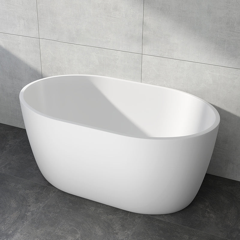 Modern Acrylic Ellipse White Bathtub Back to Wall with Drain Bath Tub 51"L x 28"W x 24"H Tub Clearhalo 'Bathroom Remodel & Bathroom Fixtures' 'Bathtubs' 'Home Improvement' 'home_improvement' 'home_improvement_bathtubs' 'Showers & Bathtubs' 6745382