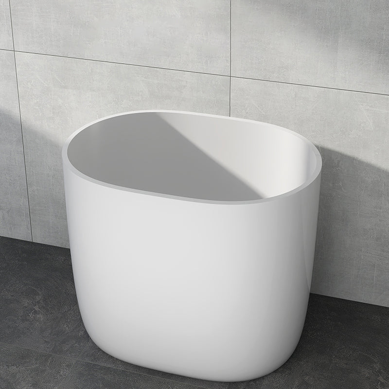 Modern Acrylic Ellipse White Bathtub Back to Wall with Drain Bath Tub 31"L x 23"W x 27"H Tub Clearhalo 'Bathroom Remodel & Bathroom Fixtures' 'Bathtubs' 'Home Improvement' 'home_improvement' 'home_improvement_bathtubs' 'Showers & Bathtubs' 6745384