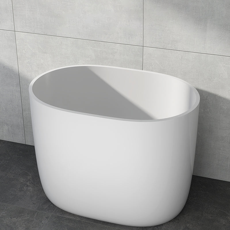 Modern Acrylic Ellipse White Bathtub Back to Wall with Drain Bath Tub 35"L x 23"W x 27"H Tub Clearhalo 'Bathroom Remodel & Bathroom Fixtures' 'Bathtubs' 'Home Improvement' 'home_improvement' 'home_improvement_bathtubs' 'Showers & Bathtubs' 6745385