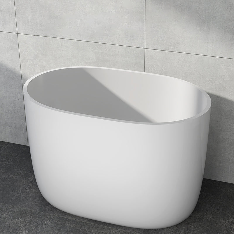 Modern Acrylic Ellipse White Bathtub Back to Wall with Drain Bath Tub 39"L x 23"W x 27"H Tub Clearhalo 'Bathroom Remodel & Bathroom Fixtures' 'Bathtubs' 'Home Improvement' 'home_improvement' 'home_improvement_bathtubs' 'Showers & Bathtubs' 6745388