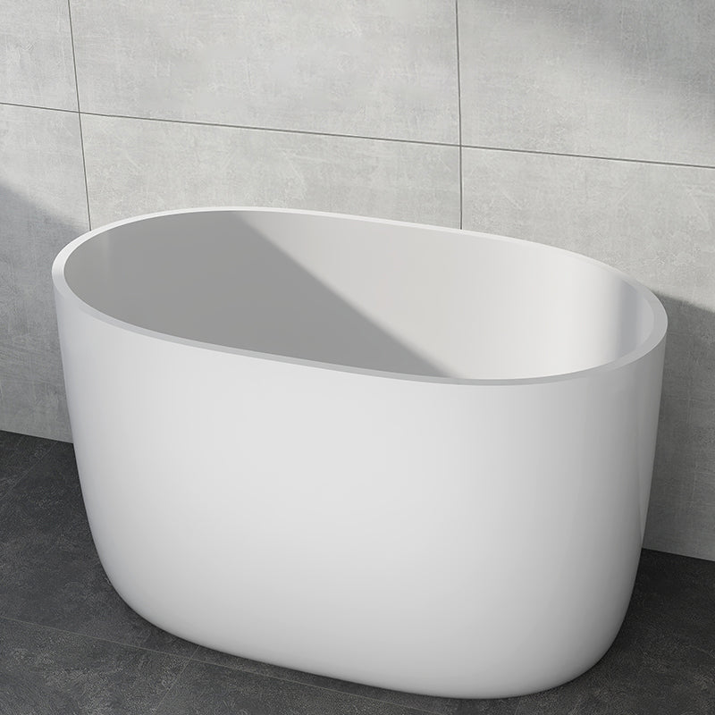 Modern Acrylic Ellipse White Bathtub Back to Wall with Drain Bath Tub 43"L x 23"W x 27"H Tub Clearhalo 'Bathroom Remodel & Bathroom Fixtures' 'Bathtubs' 'Home Improvement' 'home_improvement' 'home_improvement_bathtubs' 'Showers & Bathtubs' 6745389