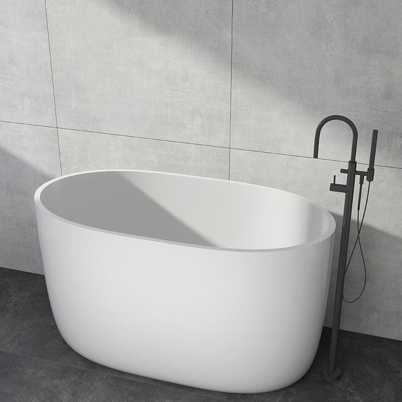 Modern Acrylic Ellipse White Bathtub Back to Wall with Drain Bath Tub 47"L x 23"W x 27"H Tub with Freestanding Tub Fillers Clearhalo 'Bathroom Remodel & Bathroom Fixtures' 'Bathtubs' 'Home Improvement' 'home_improvement' 'home_improvement_bathtubs' 'Showers & Bathtubs' 6745397