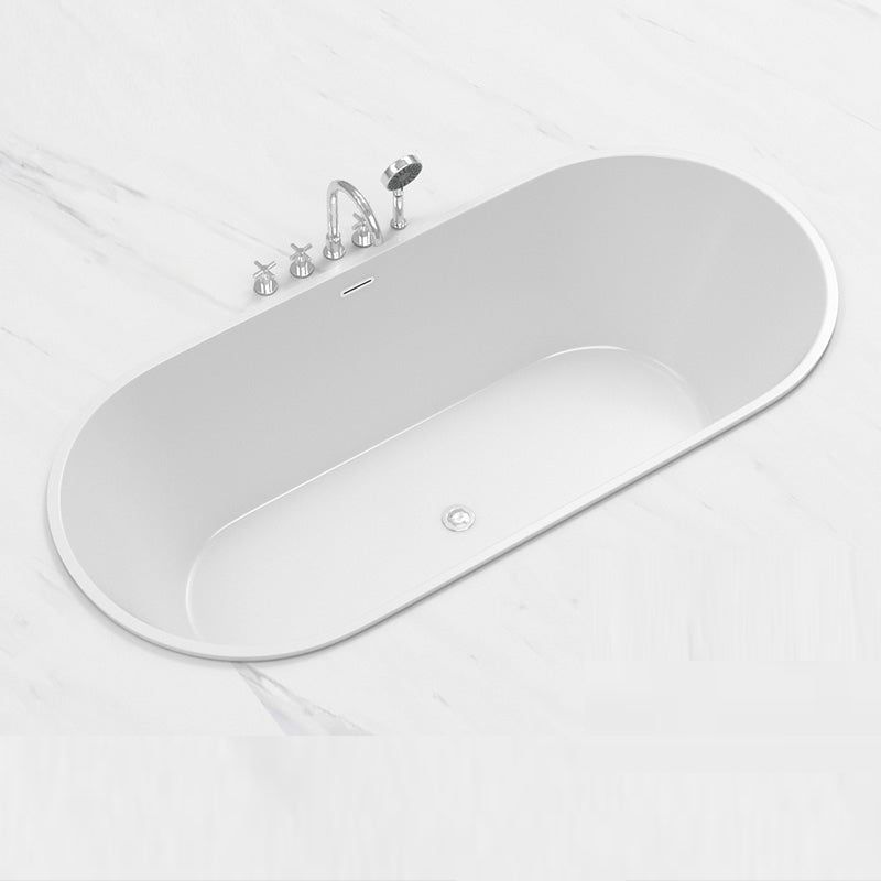 Contemporary Oval Drop-in Bathtub Soaking Acrylic Bath Tub in White Tub with Silver 5-Piece Set Clearhalo 'Bathroom Remodel & Bathroom Fixtures' 'Bathtubs' 'Home Improvement' 'home_improvement' 'home_improvement_bathtubs' 'Showers & Bathtubs' 6745429