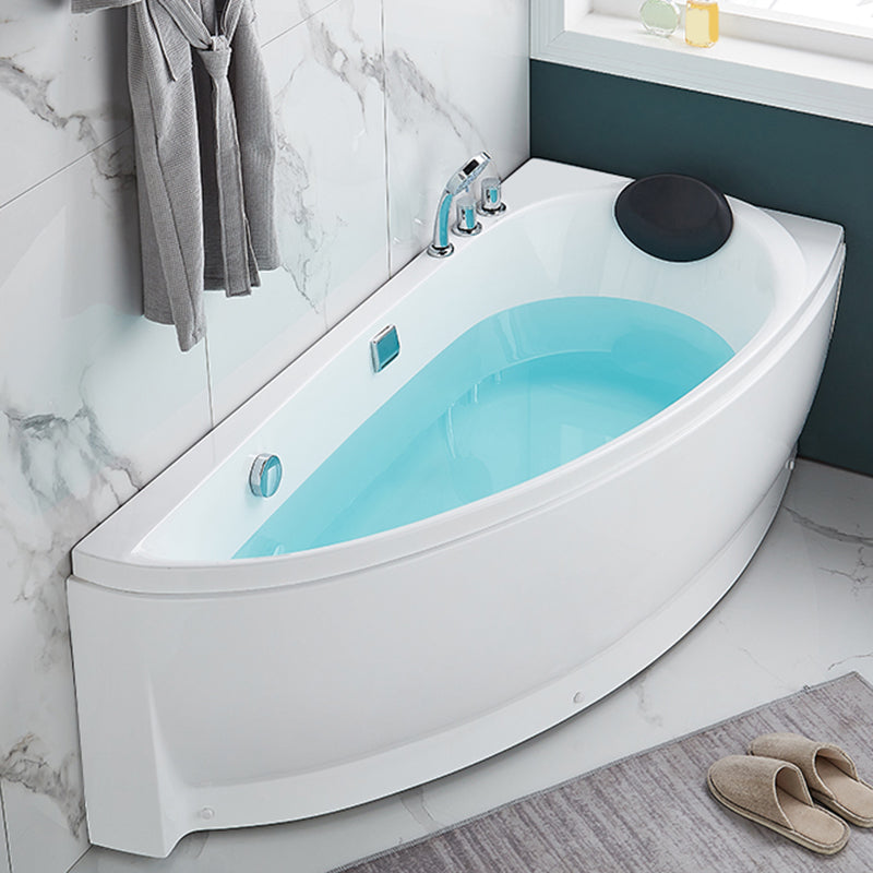 White Drop-in Bathtub Contemporary Corner Back to Wall Acrylic Bathtub Silver Five-Piece Set Left Clearhalo 'Bathroom Remodel & Bathroom Fixtures' 'Bathtubs' 'Home Improvement' 'home_improvement' 'home_improvement_bathtubs' 'Showers & Bathtubs' 6745473