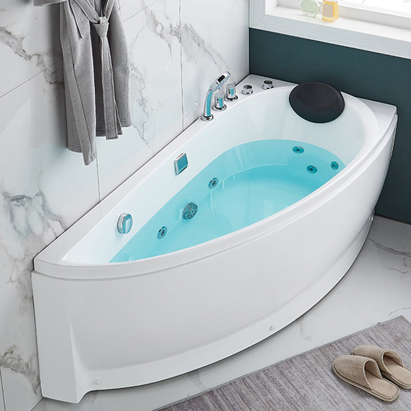 White Drop-in Bathtub Contemporary Corner Back to Wall Acrylic Bathtub Silver Five-Piece Set & Massage Left Clearhalo 'Bathroom Remodel & Bathroom Fixtures' 'Bathtubs' 'Home Improvement' 'home_improvement' 'home_improvement_bathtubs' 'Showers & Bathtubs' 6745477