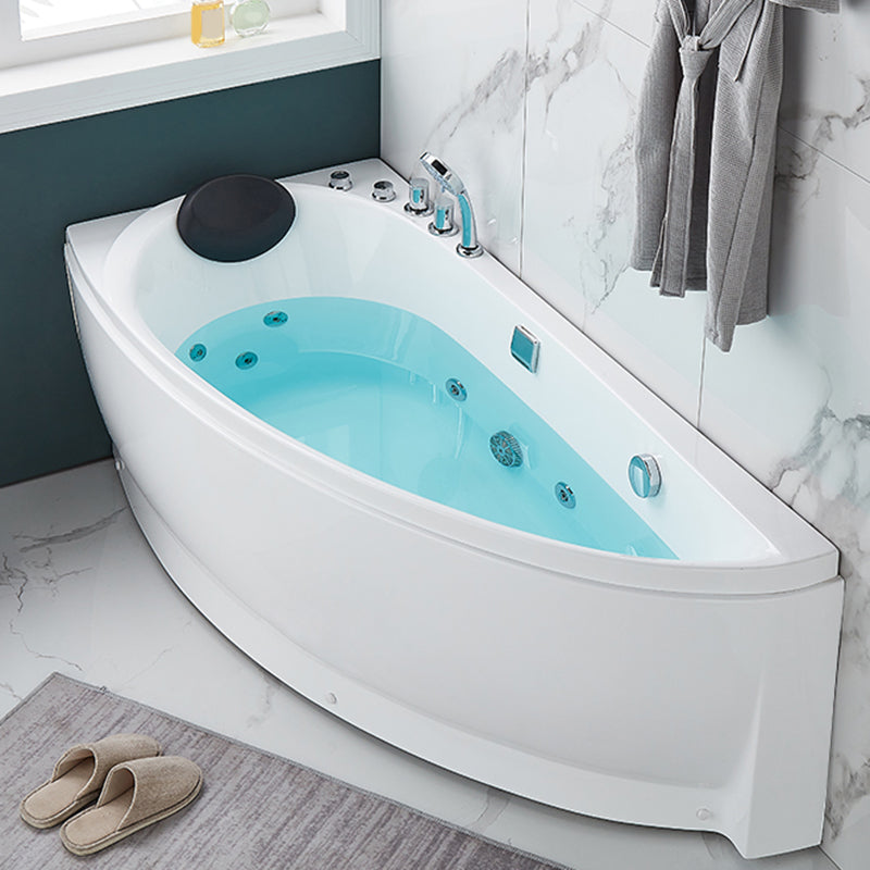 White Drop-in Bathtub Contemporary Corner Back to Wall Acrylic Bathtub Silver Five-Piece Set & Massage Right Clearhalo 'Bathroom Remodel & Bathroom Fixtures' 'Bathtubs' 'Home Improvement' 'home_improvement' 'home_improvement_bathtubs' 'Showers & Bathtubs' 6745480