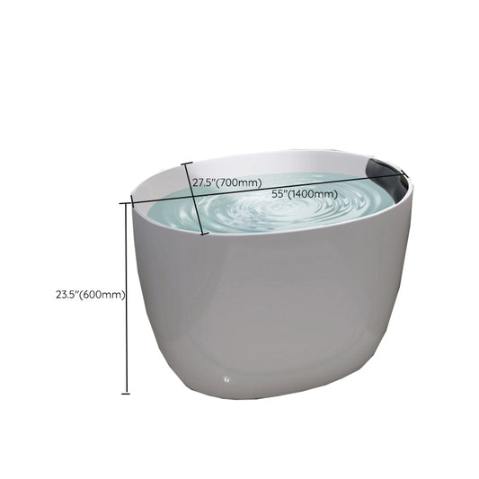 Modern Ellipse Acrylic White Bathtub Back to Wall with Drain Bath Tub Clearhalo 'Bathroom Remodel & Bathroom Fixtures' 'Bathtubs' 'Home Improvement' 'home_improvement' 'home_improvement_bathtubs' 'Showers & Bathtubs' 6745631