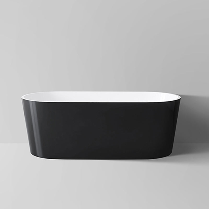 Modern Style Acrylic Ellipse Bathtub Freestanding Soaking Bathtub with Drain Bath Tub Black White Tub Clearhalo 'Bathroom Remodel & Bathroom Fixtures' 'Bathtubs' 'Home Improvement' 'home_improvement' 'home_improvement_bathtubs' 'Showers & Bathtubs' 6745643