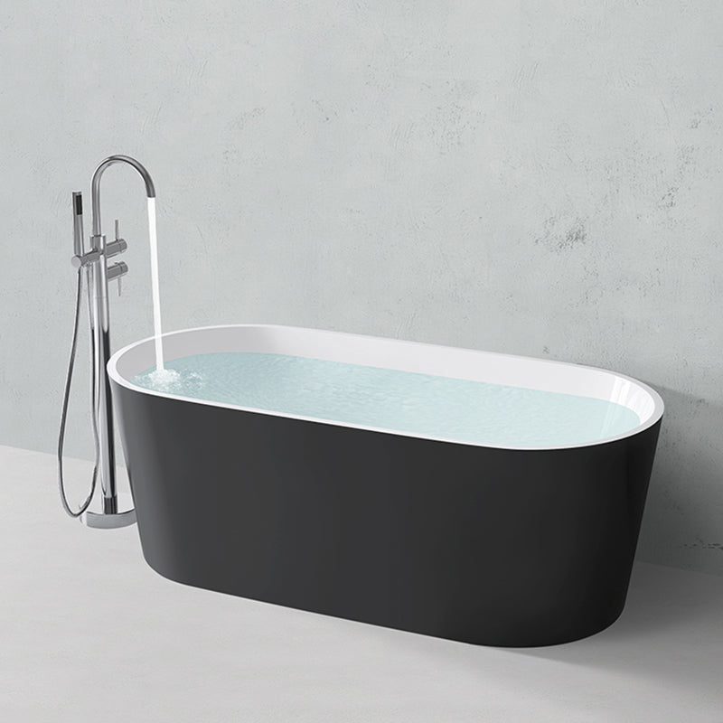 Modern Style Acrylic Ellipse Bathtub Freestanding Soaking Bathtub with Drain Bath Tub Clearhalo 'Bathroom Remodel & Bathroom Fixtures' 'Bathtubs' 'Home Improvement' 'home_improvement' 'home_improvement_bathtubs' 'Showers & Bathtubs' 6745645