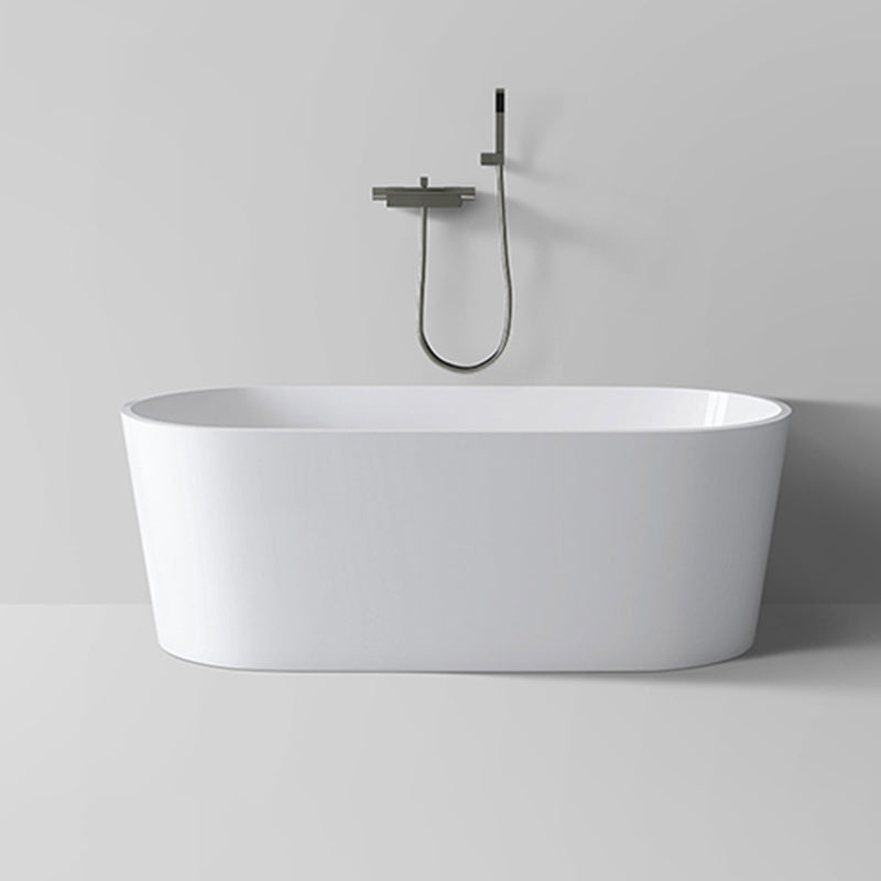 Modern Style Acrylic Ellipse Bathtub Freestanding Soaking Bathtub with Drain Bath Tub Gun Grey Tub with Wall Mounted Faucets Clearhalo 'Bathroom Remodel & Bathroom Fixtures' 'Bathtubs' 'Home Improvement' 'home_improvement' 'home_improvement_bathtubs' 'Showers & Bathtubs' 6745646