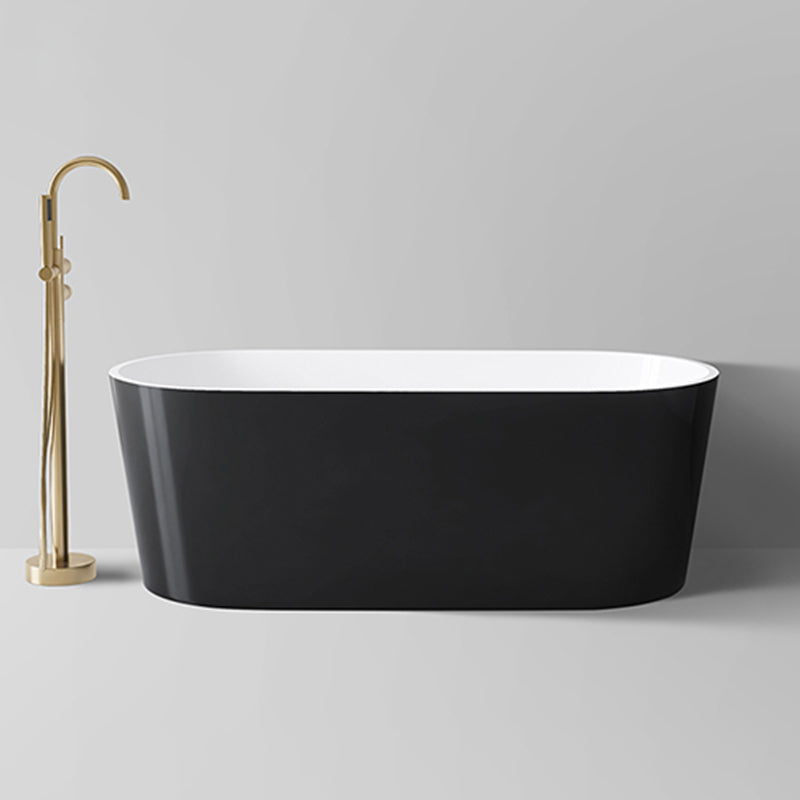 Modern Style Acrylic Ellipse Bathtub Freestanding Soaking Bathtub with Drain Bath Tub Gold Tub with Freestanding Tub Fillers Clearhalo 'Bathroom Remodel & Bathroom Fixtures' 'Bathtubs' 'Home Improvement' 'home_improvement' 'home_improvement_bathtubs' 'Showers & Bathtubs' 6745647